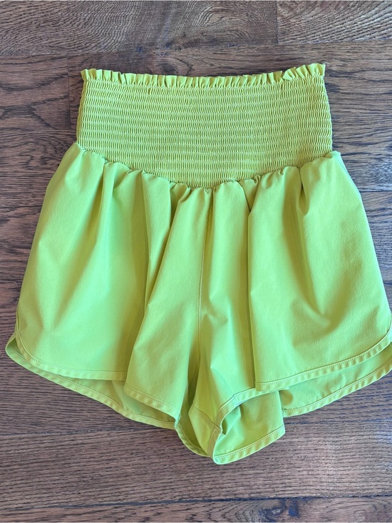 aerie Pants - Offline by Aerie High-Waist Smocked Neon Lime Running Shorts | Green | Size M